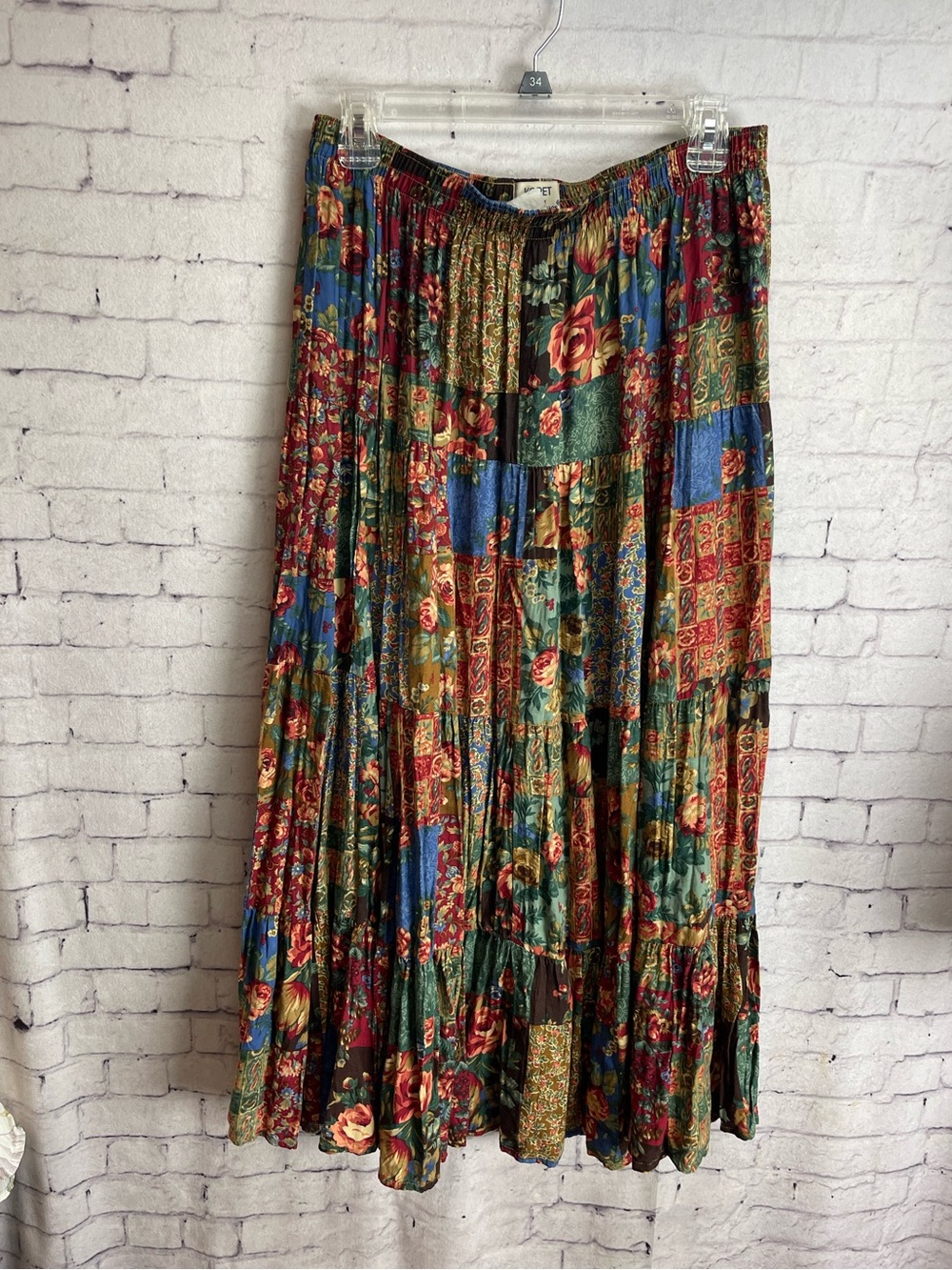 Koret city blues size medium vintage tiered patchwork maxi skirt
